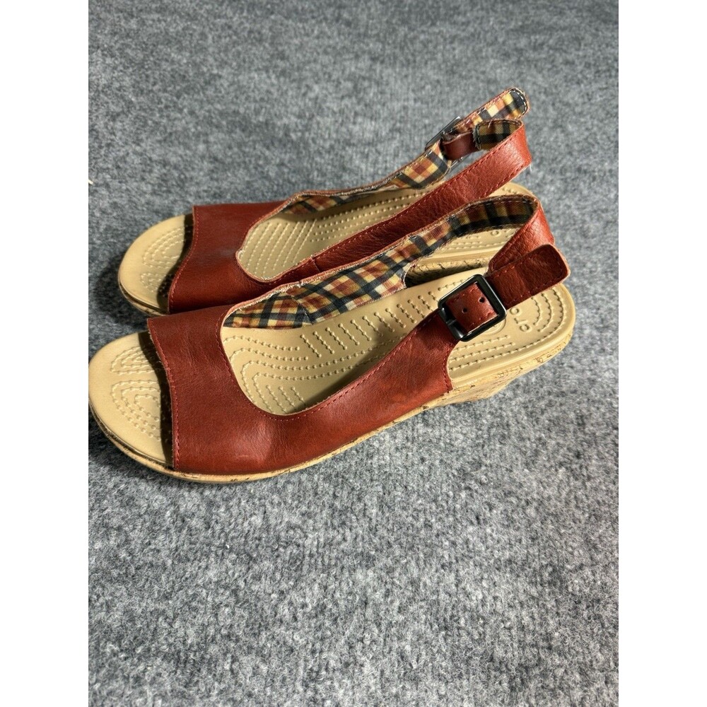 Crocs A‑Leigh Leather Slingback Wedge Sandals – Women’s 10 - Picture 4 of 7